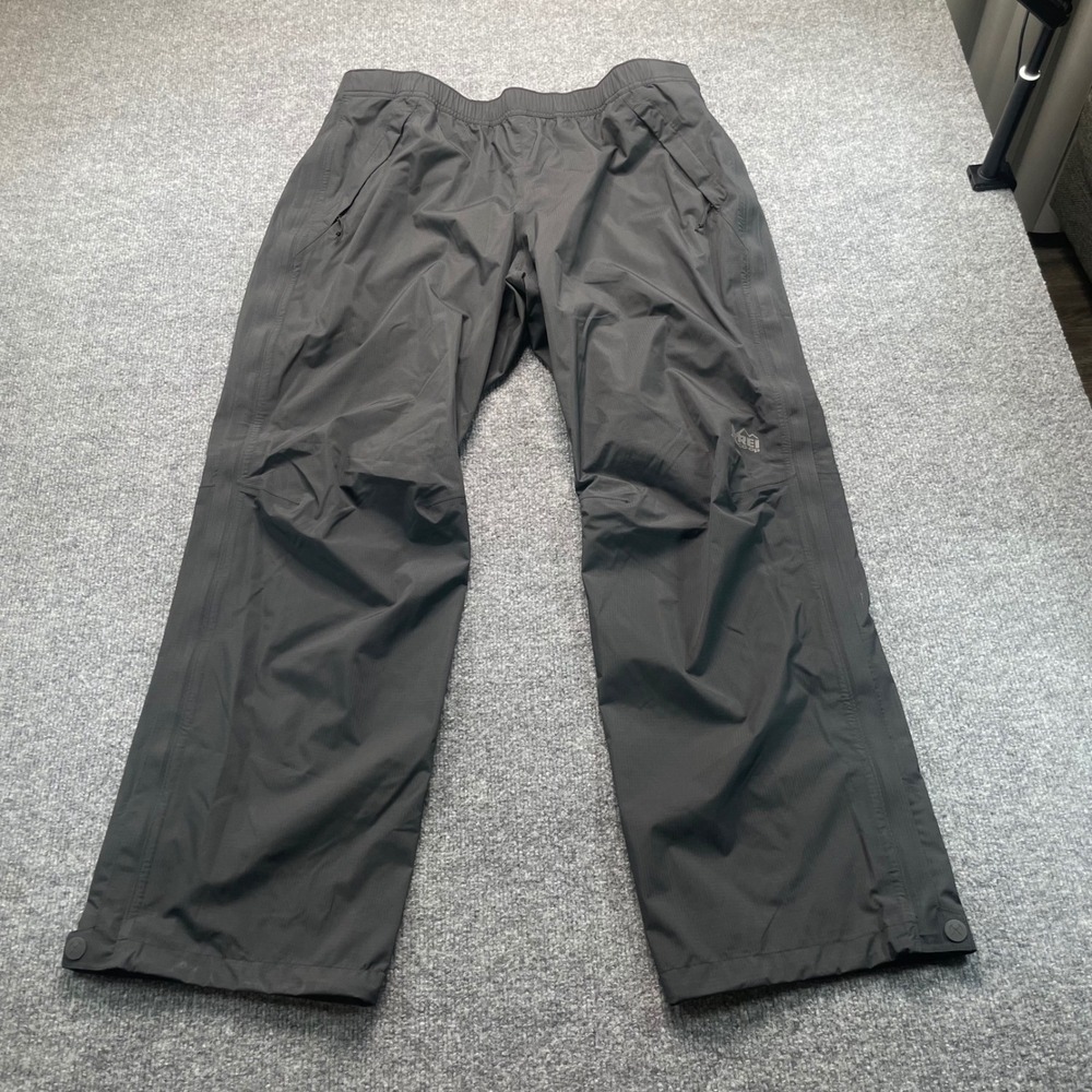 REI Rainier Full-Zip Rain Pants Men's XL Black Waterproof Peak 2.5L